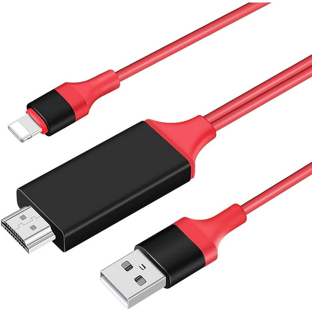 HDMI Cable Compatible with iPhone to tv iPhone to Projector iPad to HDMI 1080P Digital Av Adapter HD TV Video Audio Sync Screen Connector. Suitable for Family Games Entertainment Conferences Walmart.c...