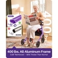 thumbnail image 3 of KEKOY Rollator Walker with Seat for Seniors, Walkers for Seniors with Seat, 400 lbs, K-Frame Reinforced, Hidden Brake Cables, 10" TPR All-Terrain Wheels, 8-Level Adjustable Height, Foldable, Purple, 3 of 10