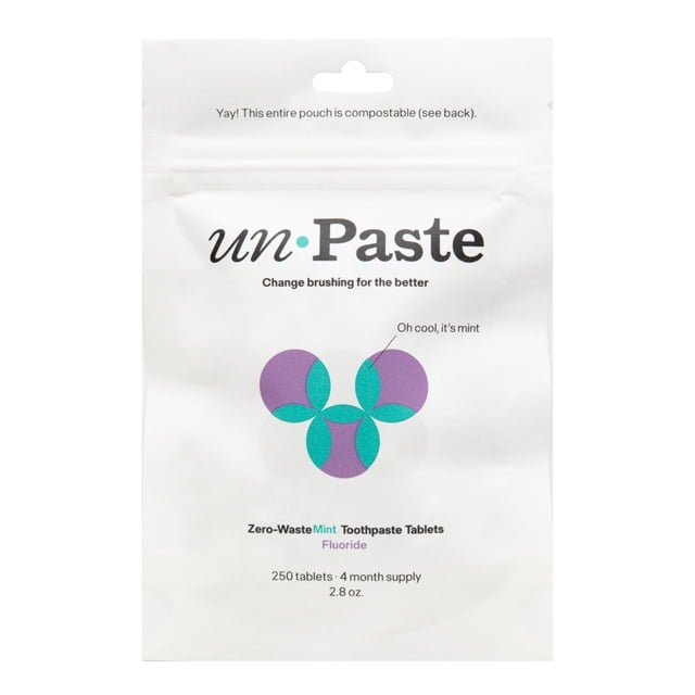 Tabletas dentales Unpaste sabor menta con flúor, veganas, 250 unidades