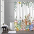 thumbnail image 5 of Easter Rabbits Shower Curtain for Bathroom, Spring Bunny Carrots Eggs Floral Leaf Waterproof Cloth Fabric Bathroom Accessories Set with 12 Rust Proof Plastic Hooks, 54"x78", 5 of 9