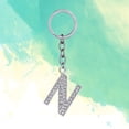thumbnail image 2 of Simple Stylish Letter Key Chain Metal Rhinestones Key Ring Alphabet Keychain Bag Pendant Charm Birthday Gift (Letter N), 2 of 8
