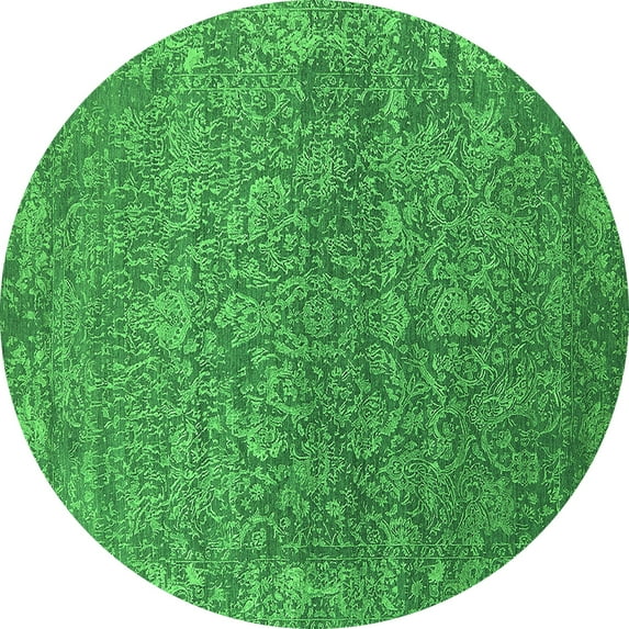 Ahgly Company Indoor Round Oriental Green Industrial Area Rugs, 6' Round