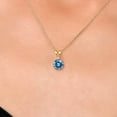 thumbnail image 3 of Gem Stone King 14K Yellow Gold Persian Blue Moissanite and White Diamond Pendant Necklace for Women | 0.82 Cttw | Gemstone Birthstone | Round 6MM | With 18 inch Chain, 3 of 6