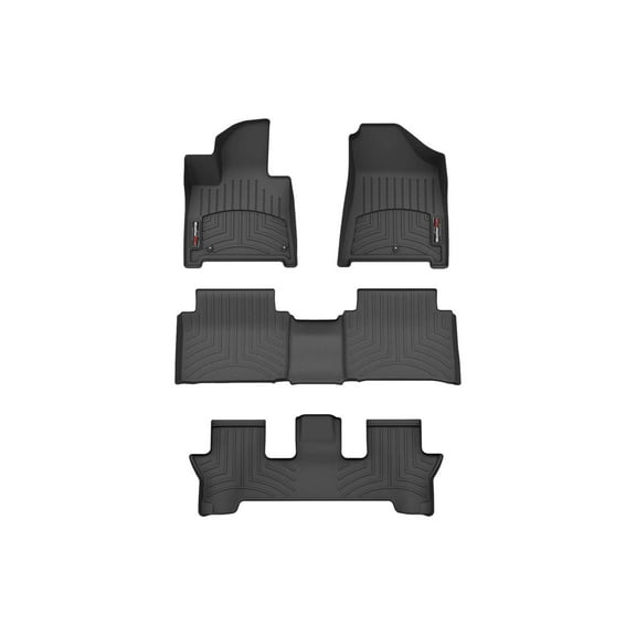 WeatherTech Custom Fit FloorLiners compatible with 2024-2026 Hyundai Santa Fe Hybrid - Complete Set (1st, 2nd, & 3rd Row), Black