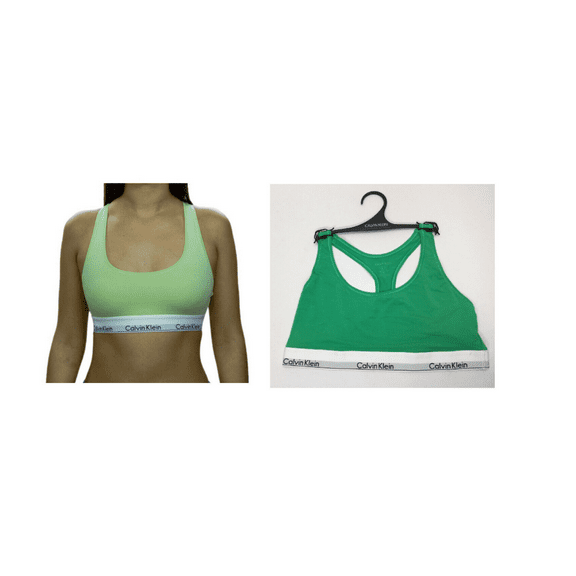 Calvin Klein Women's Modern Cotton Racerback F3785 Bralette, Green, Size XL