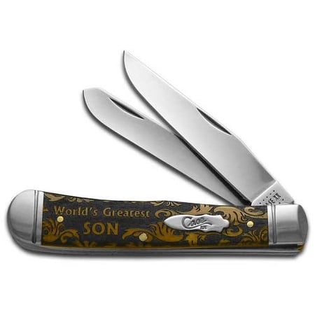 Case XX Knives World s Greatest Son Antique Bone Trapper Stainless Pocket Knife