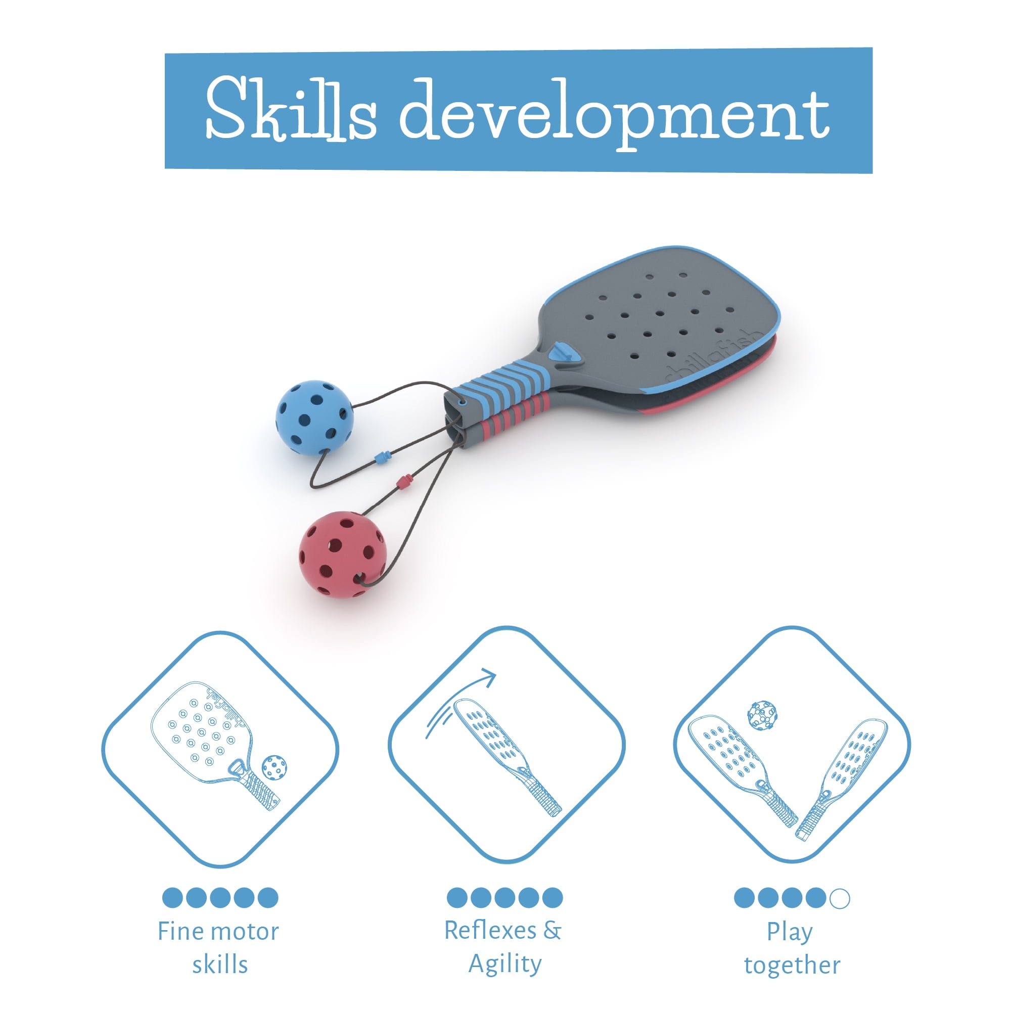 Chillafish Pickli - Connectable and Lightweight Beach-Ready Pickleball Set Ages 5+