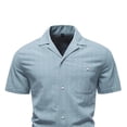 thumbnail image 3 of Yertdoel Mens Button Down Shirt Striped Print Short Sleeve Lapel Neck Shirts with Pockets Soft Comfortable Lightweight Breathable Hawaiian Beach Vacation Summer Outdoor Casual Tops, 3 of 5