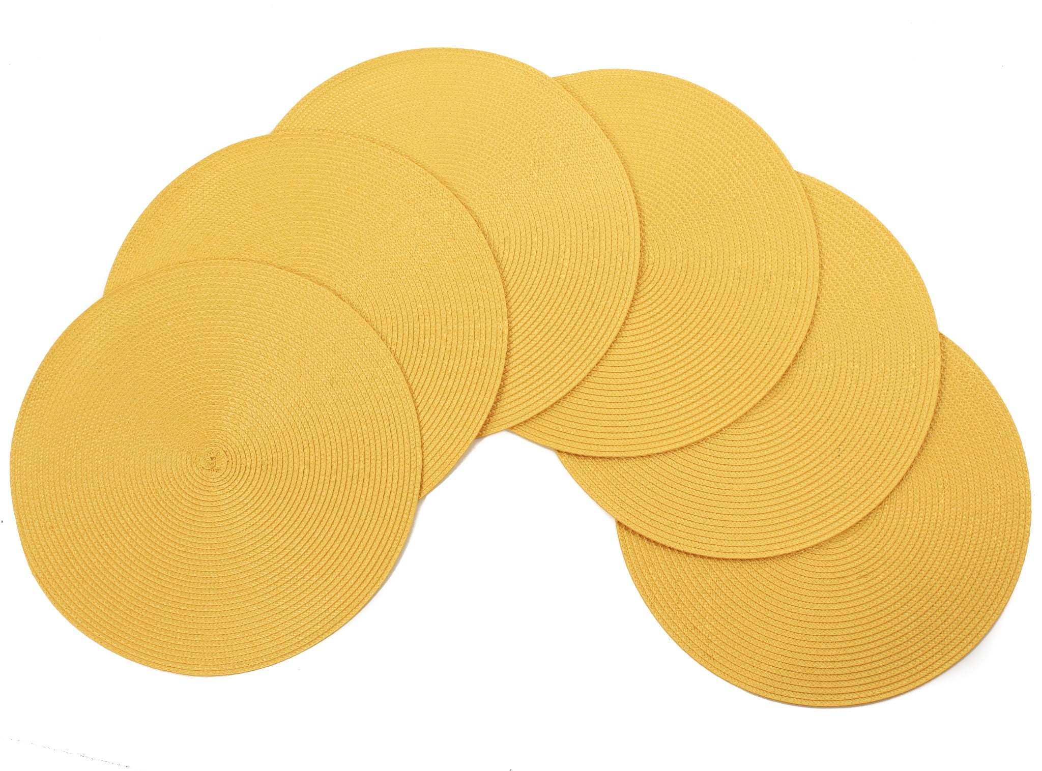 Vienna Woven Spiral Table Placemats 15 Inches Round Set of 6 NonSlip