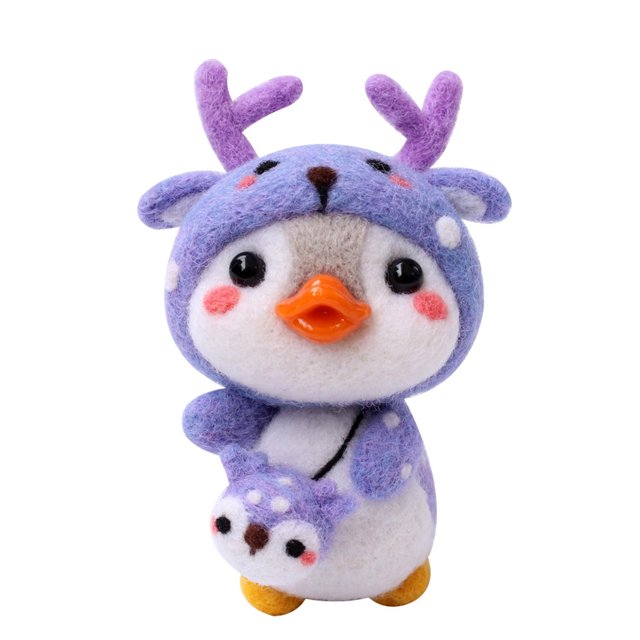 Toys Cute Penguin Pattern Handmade DIY Poke Wool Felts Material Production Package