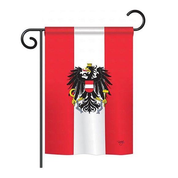 Breeze Decor BD-CY-GS-108119-IP-BO-D-US13-BD 13 x 18.5 in. Austria Flags of the World Nationality Impressions Decorative Vertical Double Sided Garden Flag Set with Banner Pole