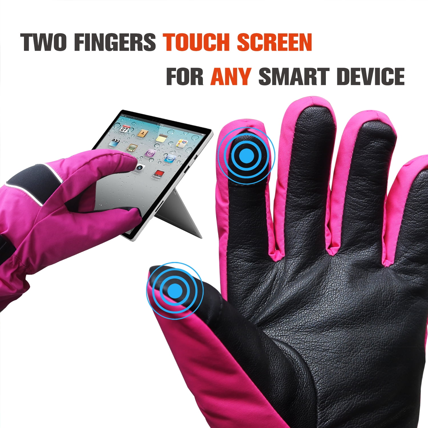 EvridWear Heated 3M thinsulate Thermal Winter Gloves for Women Men with 2 Rechargeable Battery (Sizes M Hot Pink)