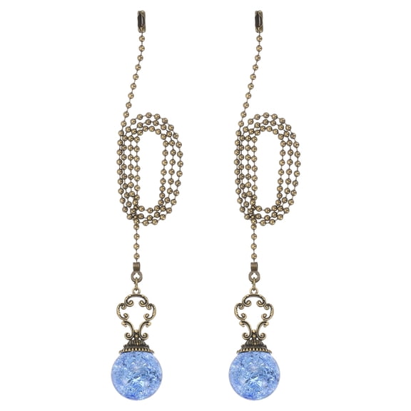 Uxcell 2 Pcs 22" Crystal Ceiling Fan Pull Chain, Light Blue ( Ball)