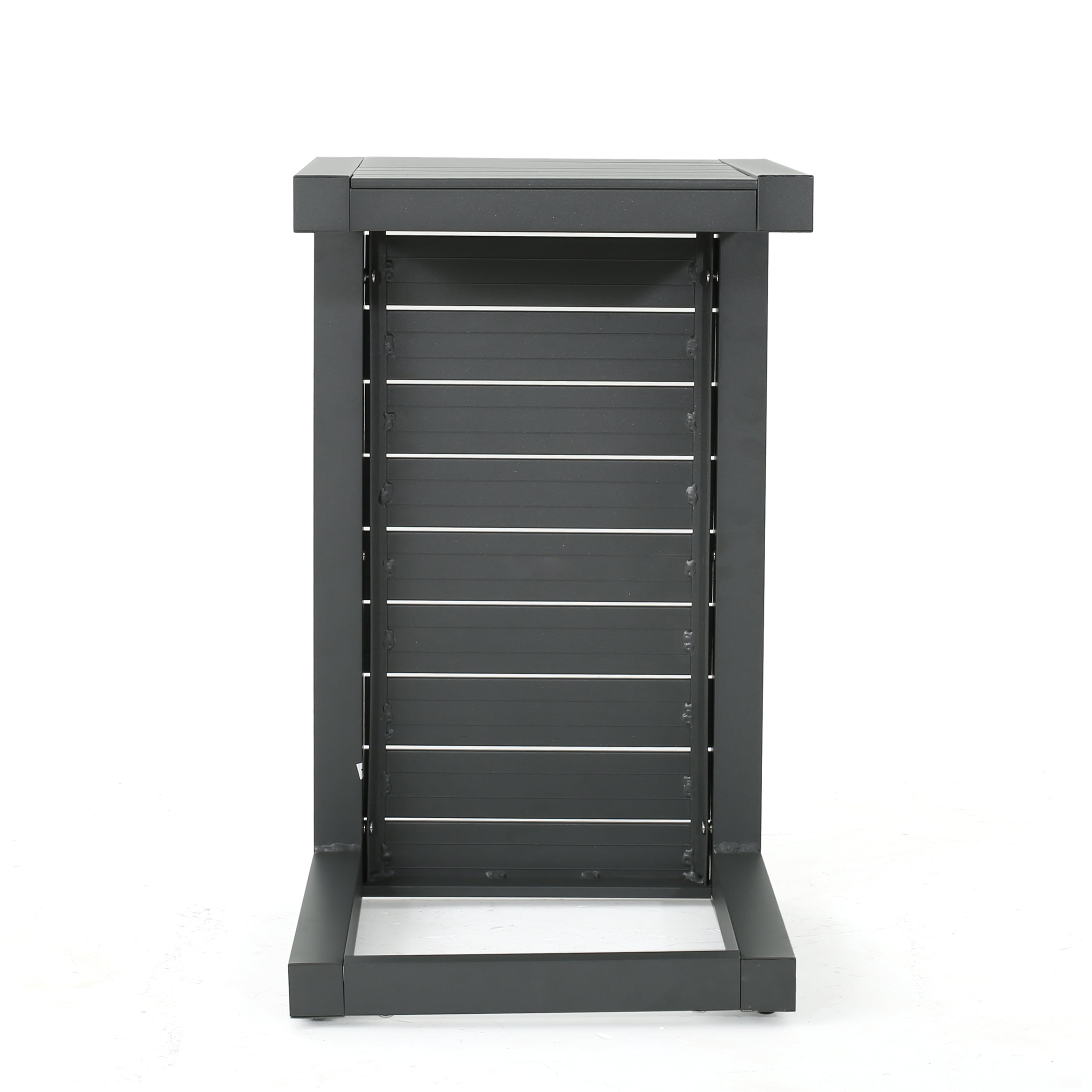 Outdoor Aluminum C Shaped Side Table, Space Saving Accent Table for Patio Garden, Grey
