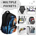 thumbnail image 4 of Yspwyqan Fire Ice Baseball Kids Backpack Set for Travel, with Lunch Box Water Bottle Bag, 17 Inch Lightweight Large Capacity Boys Backpack with Multi-Pocket for Back to School Gifts, 4 of 7