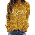 thumbnail image 4 of Womens Sequin Football Sweatshirts 2025 Game Day Long Sleeve Baseball Graphic Tops Fall Winter Casual Crew Neck Pullover Blouses, 4 of 4