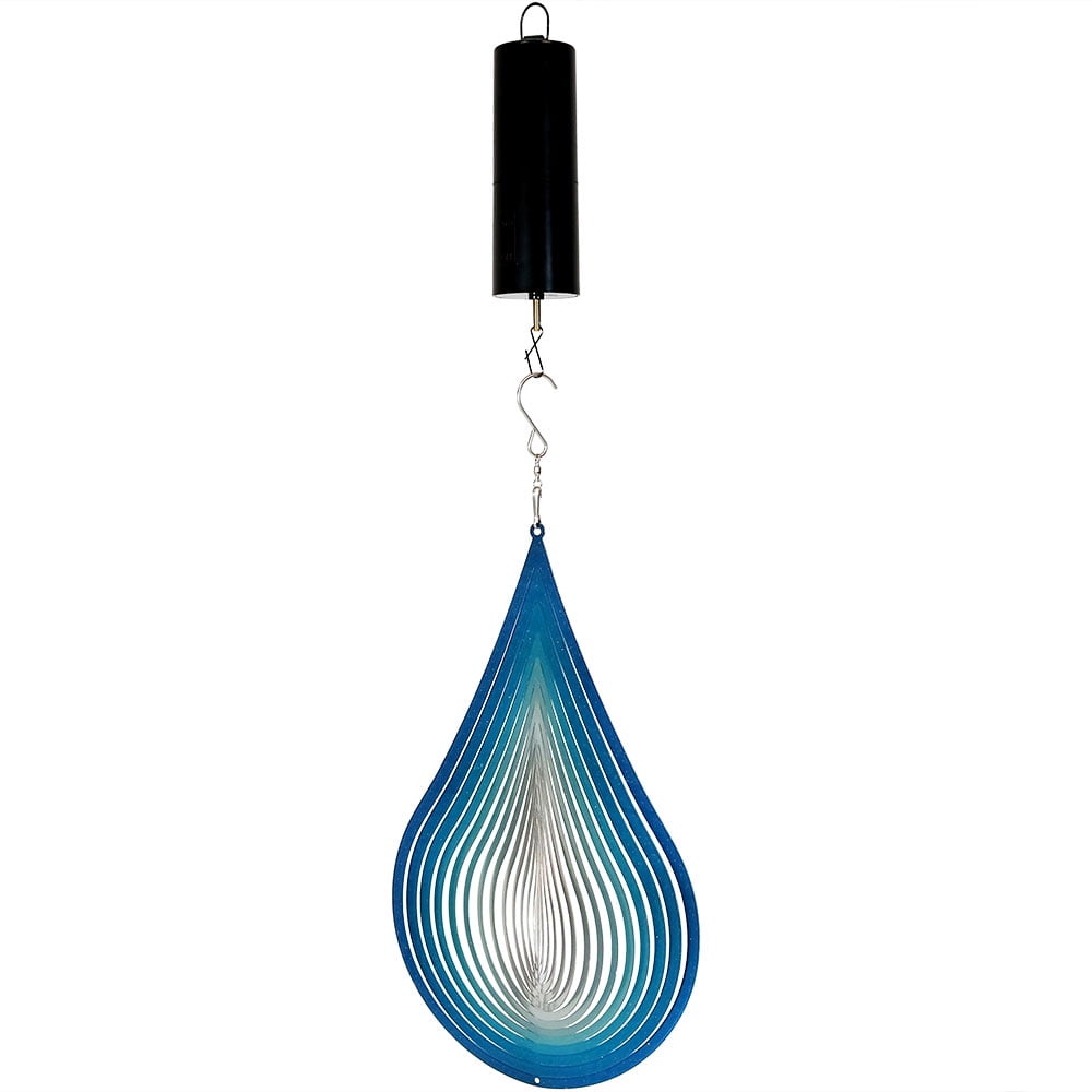 Sunnydaze Waterdrop 3D Whirligig Wind Spinner with Hook, 12-Inch, Battery Operated Motor by Sunnydaze Decor