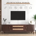 thumbnail image 5 of Farmhouse TV Stand for TVs up to 75 Inches, Rattan Entertainment Center with Solid Wood Legs and Sliding Doors, Media Console for Living Room, Natural Wood and Brown, 5 of 16
