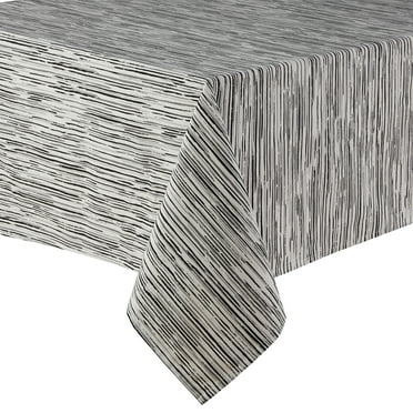 Mainstays B&W Striped Cotton Polyester Tablecloth, 60" x 84"