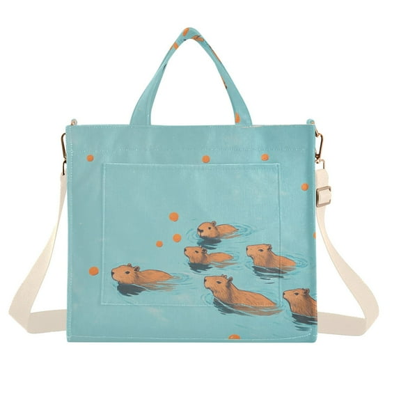 FORMRS Womens Corduroy Tote Bag Crossbody Shoulder Handbag with Pocket, Capybara Splash