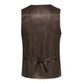 thumbnail image 6 of Odeerbi Leather Vest for Men Solid 2025 Fashion Vest with Pockets Single Breasted Stage Tops Blouse Coffee, 6 of 9