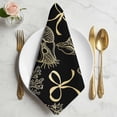 thumbnail image 2 of Ocean Conch Shell Cloth Napkins, Black Coastal Seahorse Coral Yellow Bows Washable and Reusable Dinner Napkins Set of 8, Table Napkin for Kitchen Party Birthday Wedding Hotel Housewarming 20"x20", 2 of 9