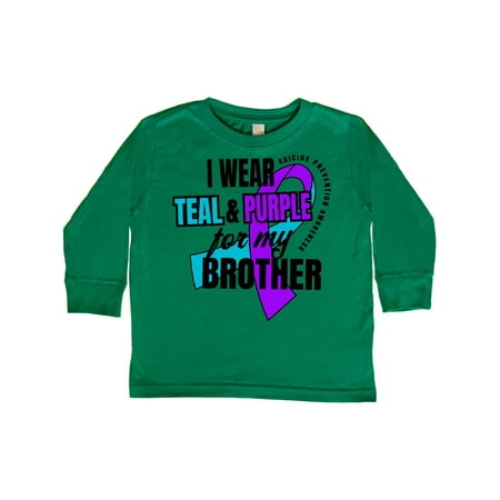 

Inktastic Suicide Prevention I Wear Teal and Purple for My Brother Gift Toddler Boy or Toddler Girl Long Sleeve T-Shirt