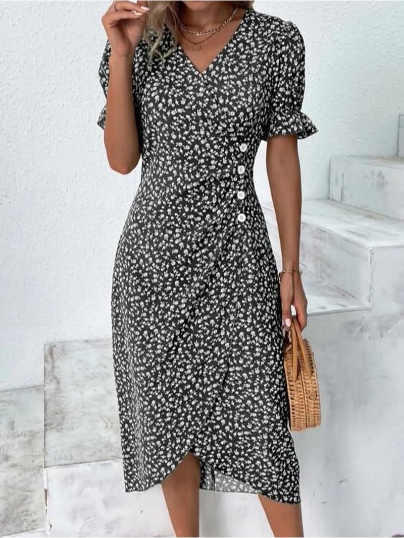 printed asymmetric midi dress Tatian | PINK AND Orange Floral Print Twisted Asymmetric Midi Dress main image 0