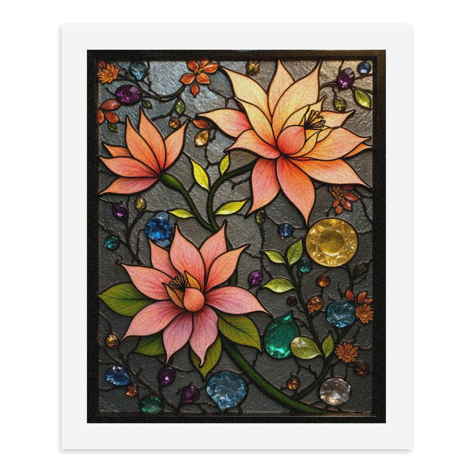 Paint By Numbers Kit for Adults Beginner - DIY Colorful Floral Gem Art Deco Canvas Painting Kits for Adults, Frameless Paint By Number for Adults for Home Wall Decor 16x20 Inch