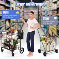 thumbnail image 3 of WYDK Shopping Cart with Oxford Liner Bag, 27.5 Gallon Folding Grocery Cart on Wheels, Double Basket, 330 LBS Weight Capacity, Portable Granny Cart Shopping Cart for Market Laundry (Black), 3 of 9