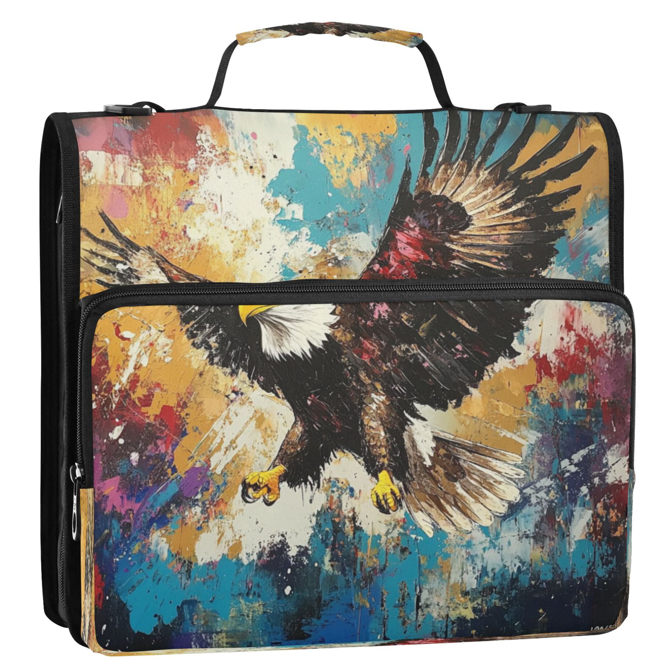YAZAOO Zipper Binder trapper keeper Documents Organized Design Eagles in Motio Printed