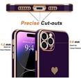 thumbnail image 3 of Compatible with iPhone 14 Pro Max Case for Girl Women Cute Love-Heart Luxury Bling Soft Cover Raised Camera Protection Bumper Silicone Shockproof Phone Case for iPhone 14 Pro Max, Dark Purple, 3 of 13