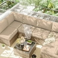 thumbnail image 3 of Pakunoda 14 Pieces Outdoor Replacement Cushions, 5” High-Density Foam Sectional Cushions Couch, 6 Seat Patio Conversation Sets for Rattan Wicker, Liner&Cover, Sand, 3 of 7