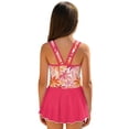 thumbnail image 2 of COEQINE Swim Dress for Girls, One Piece Swimwear with Attached Skirt & Built-in Brief, Comfortable Tank Neckline & Secure V-Back, for Pool & Beach, Sizes 3-4, Tropical Palm Tree Plumeria Pink, 2 of 8