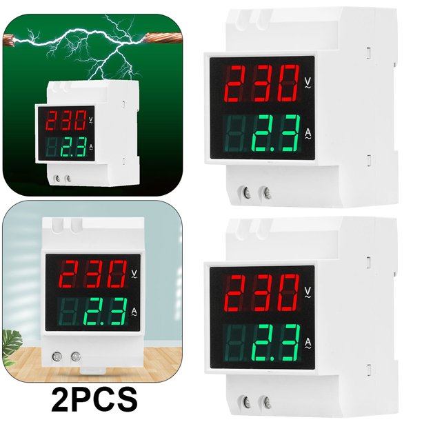 Probador voltaje amperios AC80-500V pantalla LCD 100A 2 en 1 multímetro carril DIN para el