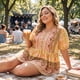 thumbnail image 2 of Camisas de verano de mujer plus size con cuello en V y mangas cortas tipo linterna Agnes Orinda, blusas boho de peplum floral 3X amarillas, 2 of 7