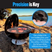Slow N Sear 18” Black Charcoal Kettle Grill with Patented Charcoal Basket for 2-Zone Cooking & EasySpin Grate