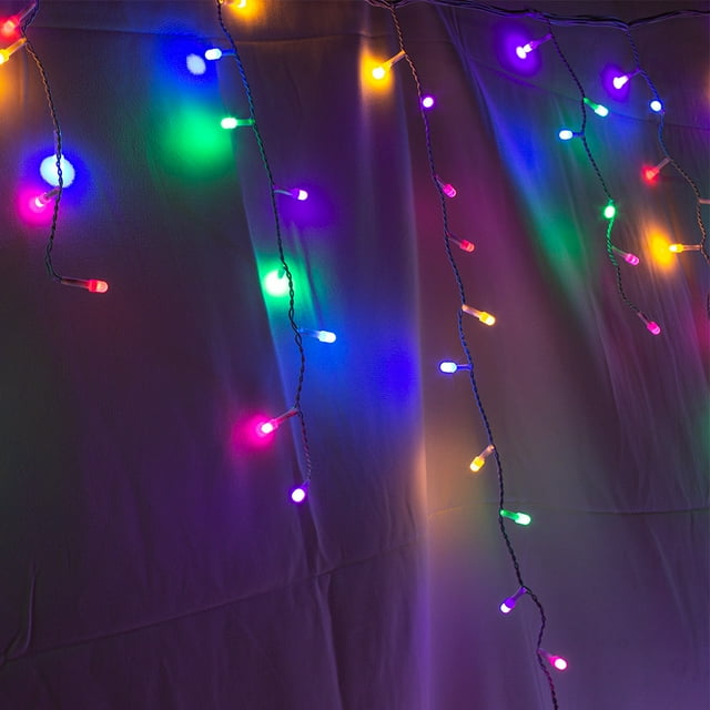 Cascada De Luces Led Navideña Decorativa Multicolor 300 Focos 8 Funciones Navicolors Cable Blanco 6 m