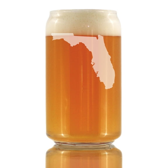 Bevvee Beer Can Pint Glass 16 oz State Of Florida Florida Enthusiast Gifts Beer Glasses