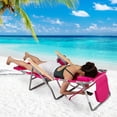 thumbnail image 2 of Costway 3-IN-1 Foldable Beach Chair with Face Hole, Footrest, Adjustable Backrest, Pillow Pink, 2 of 9