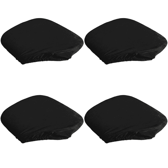 Set of 4 Black Stretch Velvet Dining Chair Seat Covers, Washable Removable Cushion Slipcovers with Fastening Ties