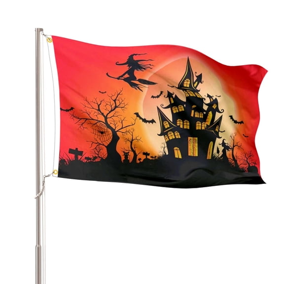 3x5′Halloween Decorative Flag, Lightweight Polyester Outdoor Hanging Banner With Vivid Halloween Pattern, Weather Resistant Holiday House Flag For Yard, Porch, Garden And Party Decor, Haunted House