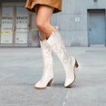 thumbnail image 4 of Ferwind Women's Cowboy Boots Western Knee-High Stiches and Studded Female Adult Off-White 11 Wide, 4 of 9