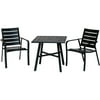 Hanover Cortino 3-Piece Commercial-Grade Bistro Set with 2 Aluminum Slat-Back Dining Chairs and a 30" Slat-Top Table