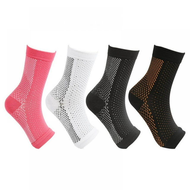 AMERTEER 4 Pairs Ankle Compression Socks Foot Compression Socks for Ankle/Heel Support Increase Blood Circulation Relieve Arch Pain Reduce Foot Swelling