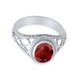 thumbnail image 3 of AFFY Celtic Lady's Simulated Garnet Ring In 14K White Gold Plated 925 Sterling Silver Jewelry for Ladies, Ring Size 9, 3 of 4