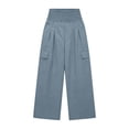 thumbnail image 6 of GUACER Womens Cargo Pants Smocked High Waist Wide Leg Trousers with Flap Pockets Outdoor Casual Loose Pants, 6 of 7