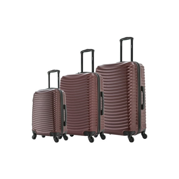 DUKAP Adly 3-Piece Hardside Luggage Sets with Spinner Wheels, Handle and Trolley, (20"/24"/28"), Wine