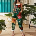 thumbnail image 5 of Iaqnaocc Hawaiian Womens Jumpsuit Plus Size Sleeveless Floral Print Jumpsuits Overalls Boho Beach Vacation Rompers for Women Summer Casual Loose Spaghetti Strap Overalls for Women Green 3XL, 5 of 6