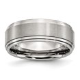 thumbnail image 1 of Stainless Steel 8mm Ridged Edge Ring Man Wedding Classic Flat W/edge  For Dad Mens  For Him, 1 of 10